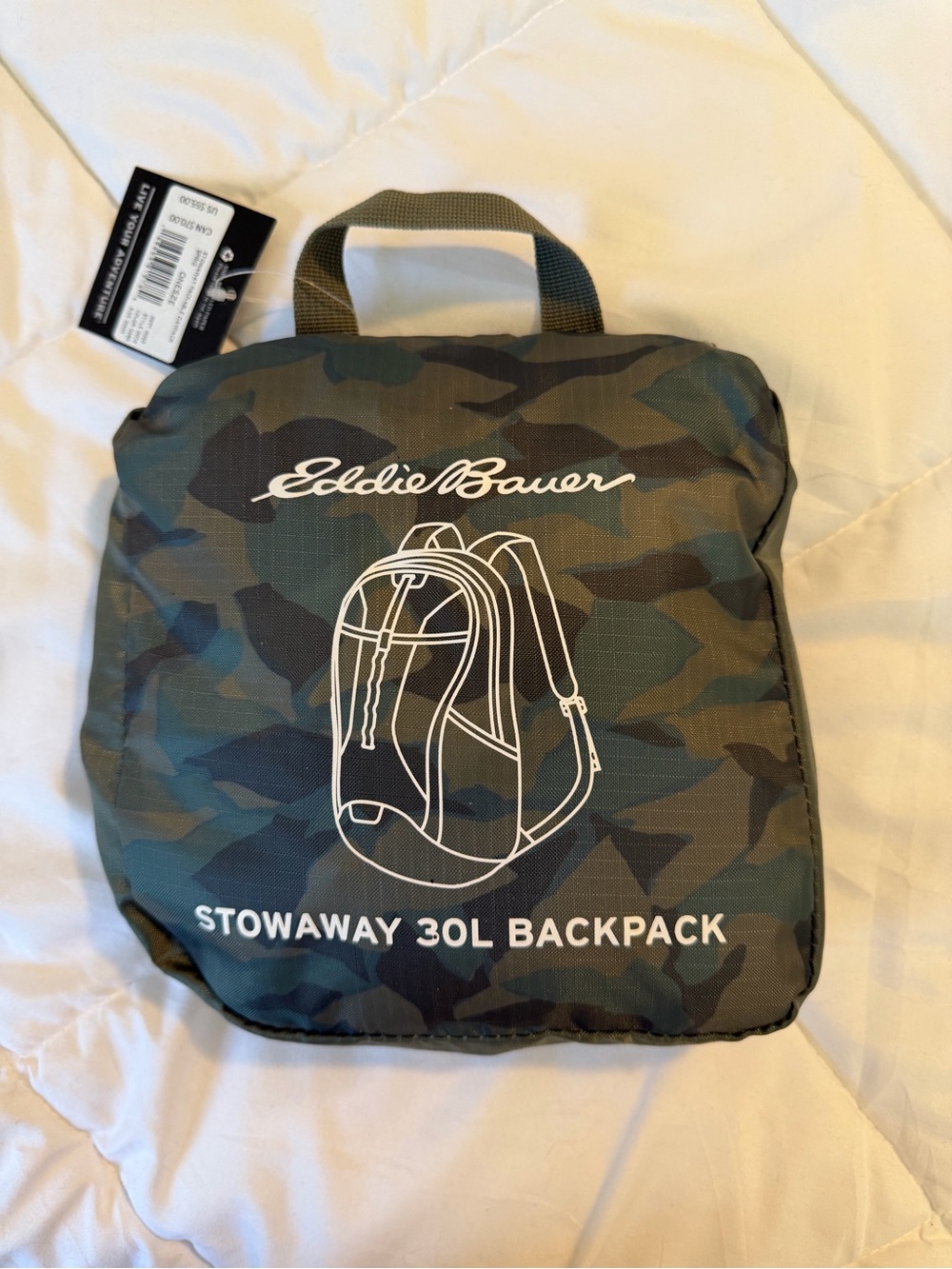 Eddie Bauer Camouflage Stowaway Pack - Green/Black/Brown